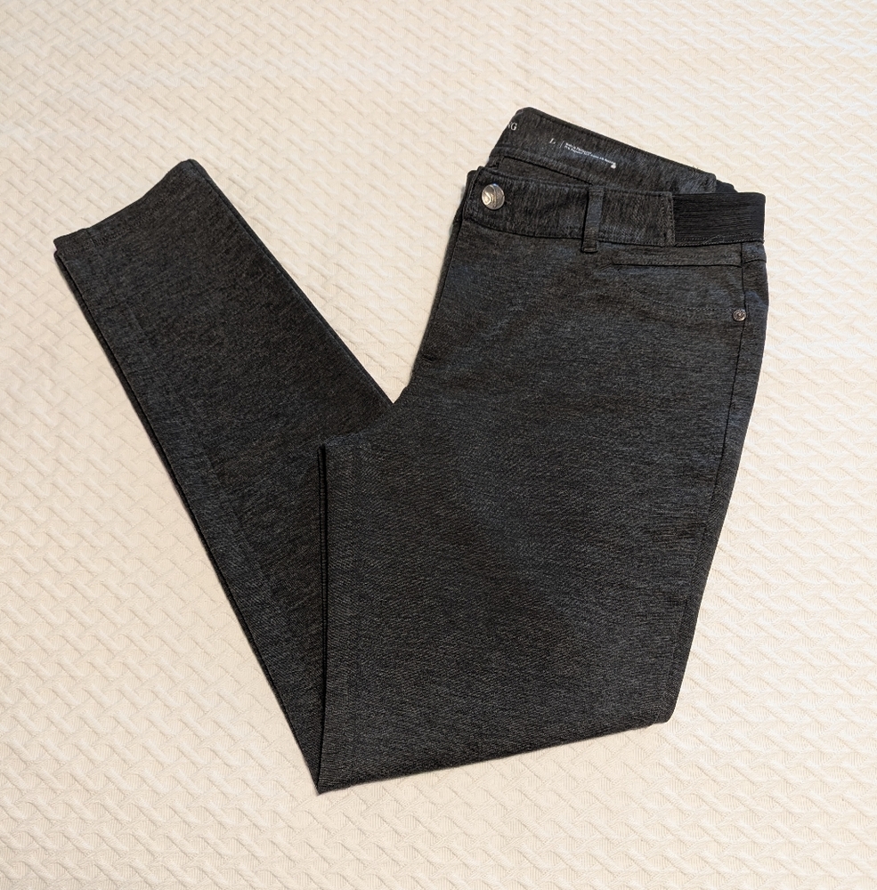 Simple Vera Vera Wang Women's Pants Large Gray Elastic Waist Stretch Slim Ankle